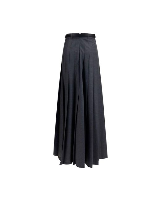 Self-Portrait Blue Polyester Long Skirt