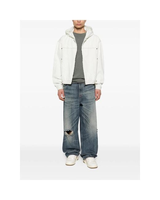 Daily Paper White Hooded Patterned Jacket for men