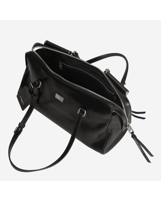 Dolce & Gabbana Black Calfskin Shoulder Bag With Charm