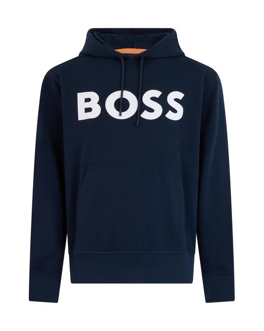 Boss Blue Cotton Hoodie Jumpers for men