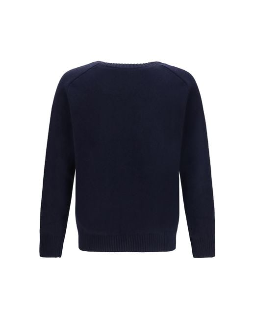 Brooksfield Blue Crewneck Sweater Fleece Wool Ovis Aries for men