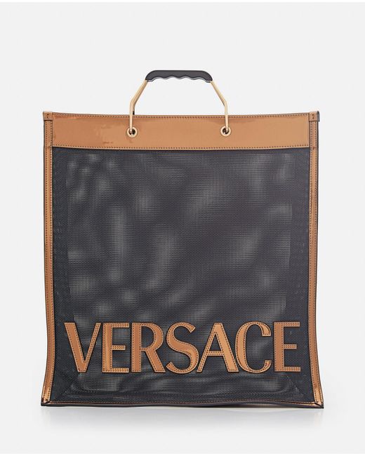 Versace Gray Tote Bags Laminate for men