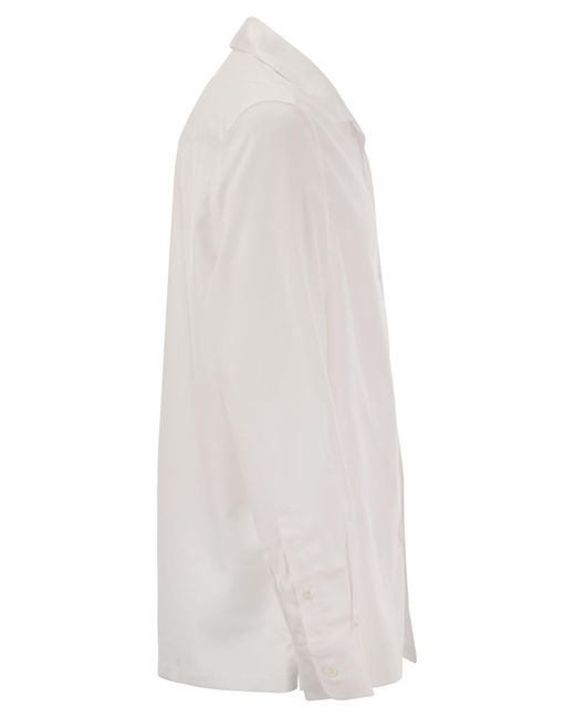Brunello Cucinelli White Classic Easy Fit Cotton Shirt for men