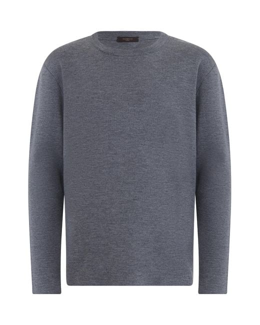 Slowear Gray Crewneck Sweater Virgin Wool Sweatshirts for men