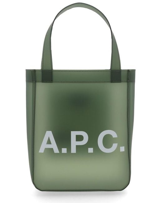 A.P.C. Green Small Lou Tote Bag Thermoplastic Polyurethane Handbags