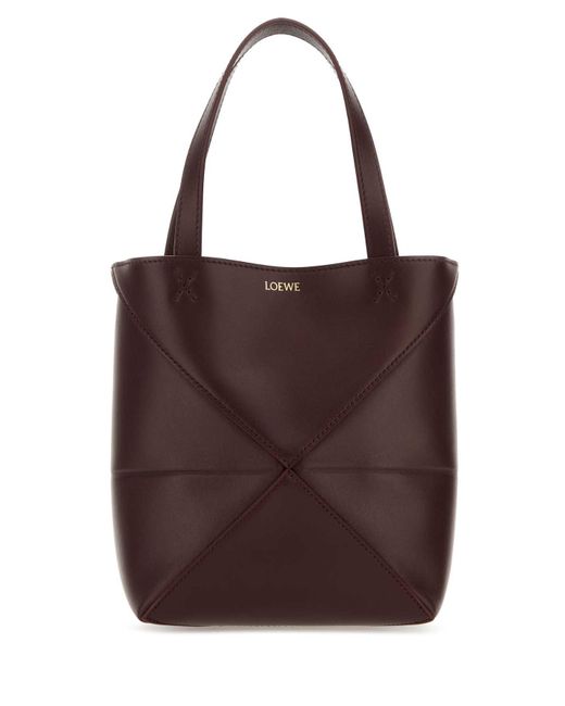 Loewe Brown Grape Leather Mini Puzzle Fold Handbag