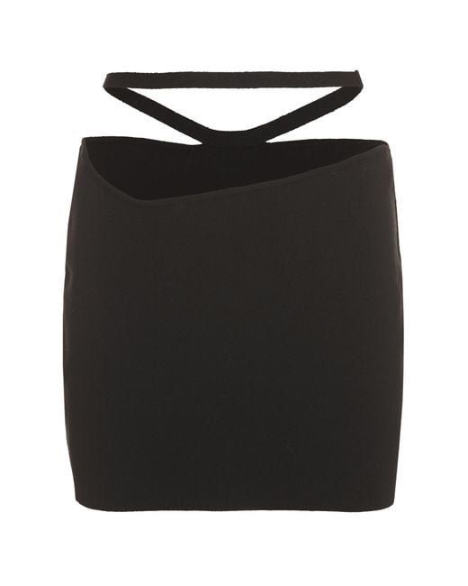 ANDREADAMO Black Knitted Mini Skirt With Cut-Out Details Viscose