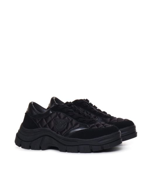 Pinko Black Memphis Sneakers In Quilted Fabric With Logo