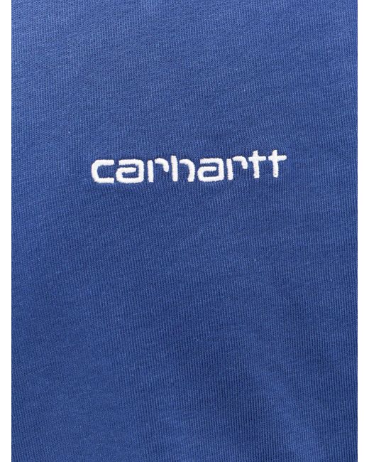 Carhartt Blue Cotton T-Shirt With Embroidered Logo for men