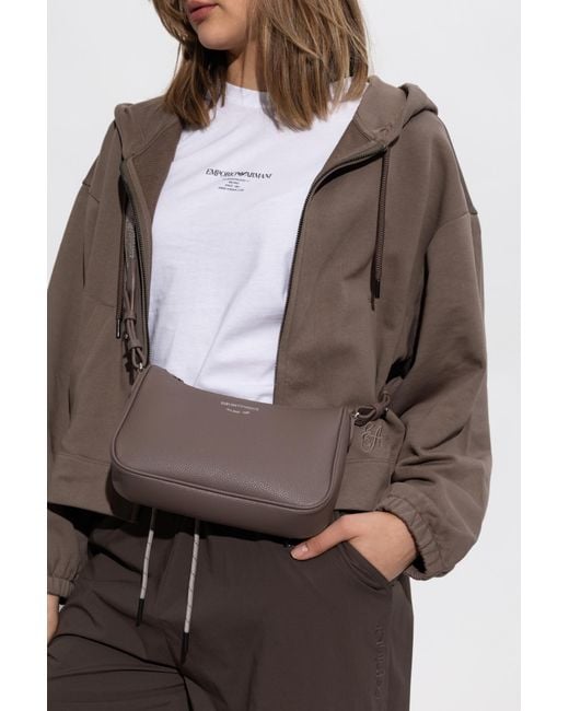 Emporio Armani Gray Shoulder Bag With Logo