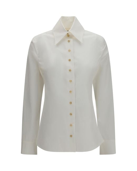 Khaite Gray Ivy High-Neck Shirt Cotton