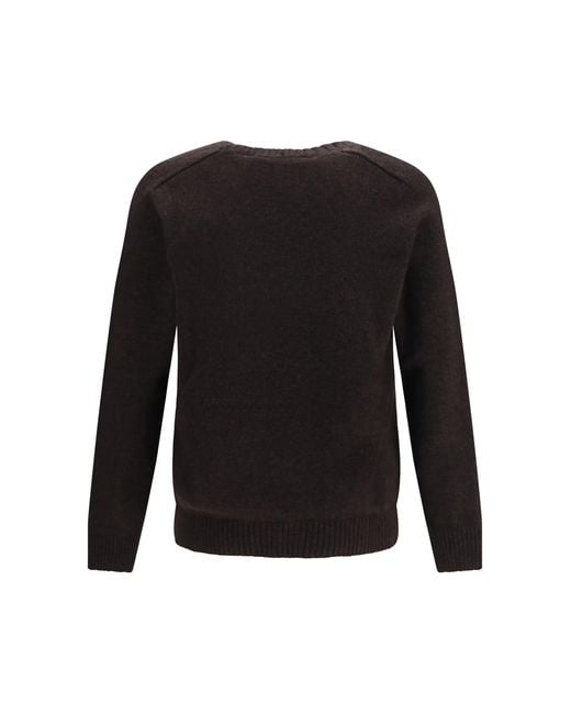 Brooksfield Black Crewneck Sweater Fleece Wool Ovis Aries for men