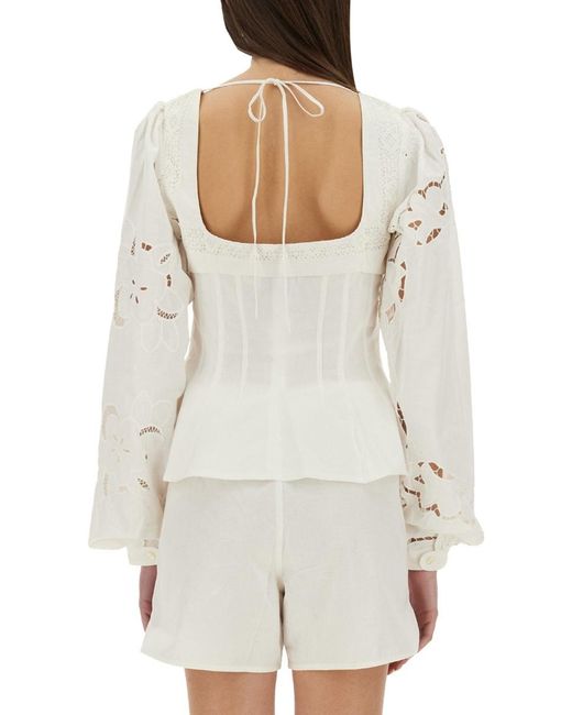 MARINE SERRE White Marine Serre Upcycled Cotton Blouse