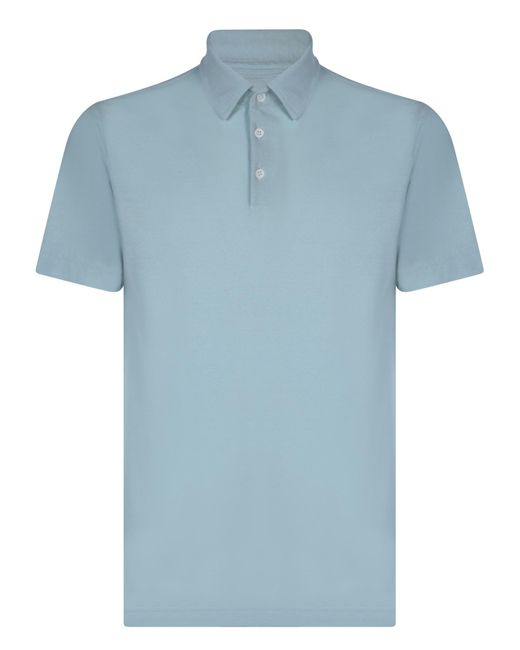 Zanone Blue Light Cotton Polo Shirt for men