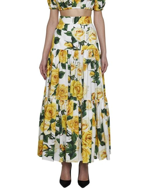 Dolce & Gabbana Yellow Long Ruffled Skirt