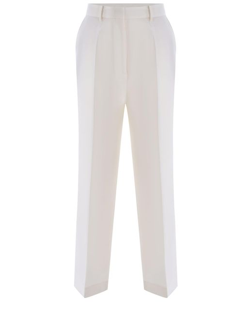Manuel Ritz White Trousers Made Of Wool Canvas