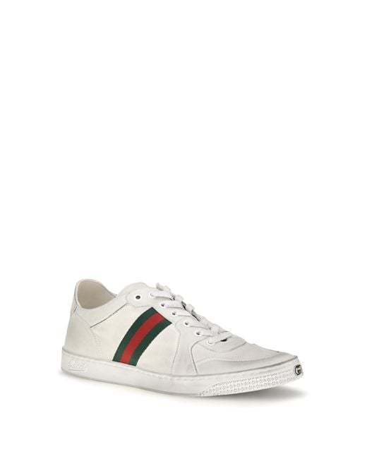 Gucci White Stretch Leather Sneakers for men