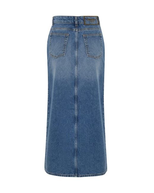 Twin Set Blue Denim Midi Skirt