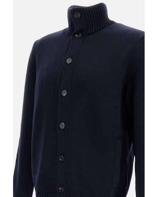 Zanone Blue Wool Cardigan for men