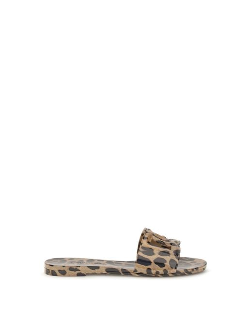 Dolce & Gabbana Metallic Rubber Sandals Leopard Print