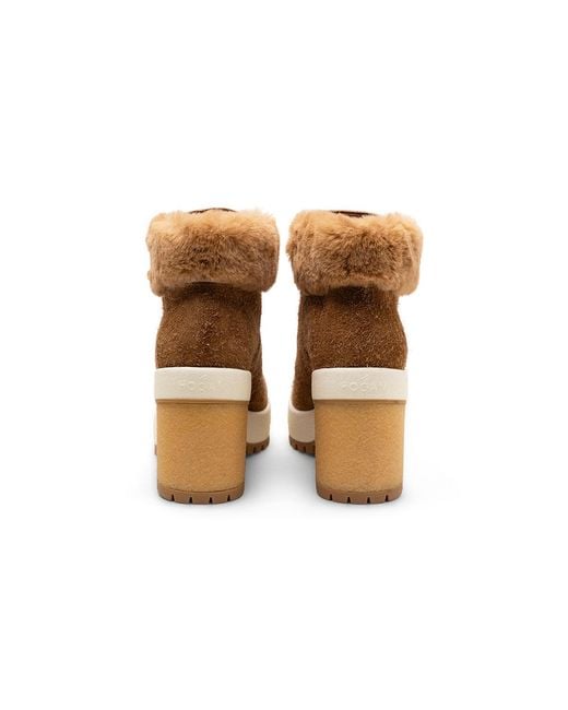 Hogan Black Faux Fur Ankle Boots