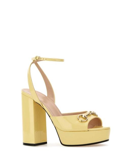 Gucci Metallic Yellow Leather Sandals
