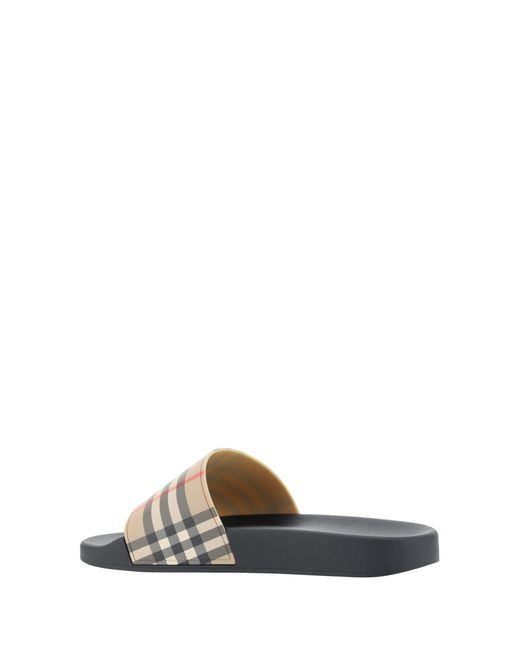 Burberry White Rubber Slides Sandals for men
