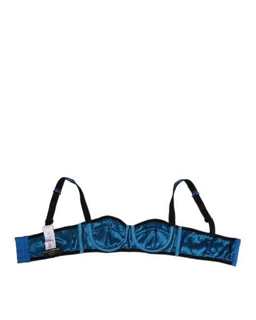 Dolce & Gabbana Blue Sequin Embellished Balconnet Bra Underwear Nylon Clothing