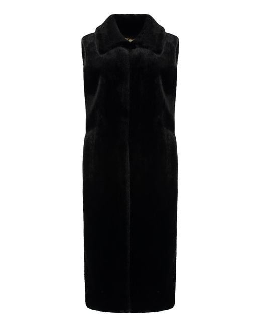 BB COUTURE Black Faux Fur Waistcoat Scarlet Polyester & Shearling Coats