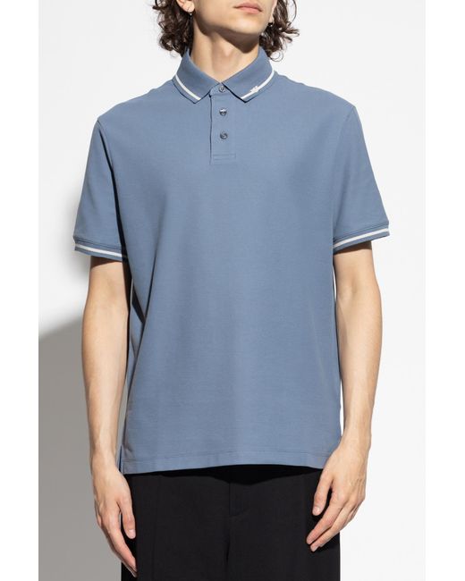 Emporio Armani Blue Cotton Polo for men
