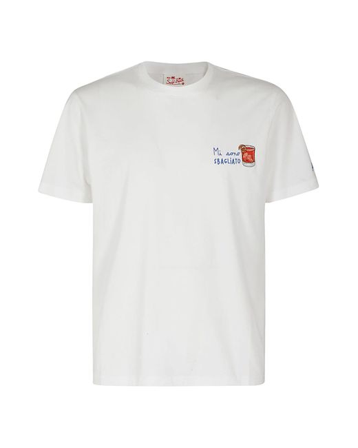 Mc2 Saint Barth White T Shirt With Embroidery for men