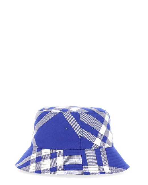 Burberry Blue Bucket Check Hat Polyester Wool