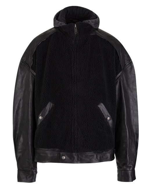 Balenciaga Leather Man College 1917 Hooded Jacket in Black for Men | Lyst