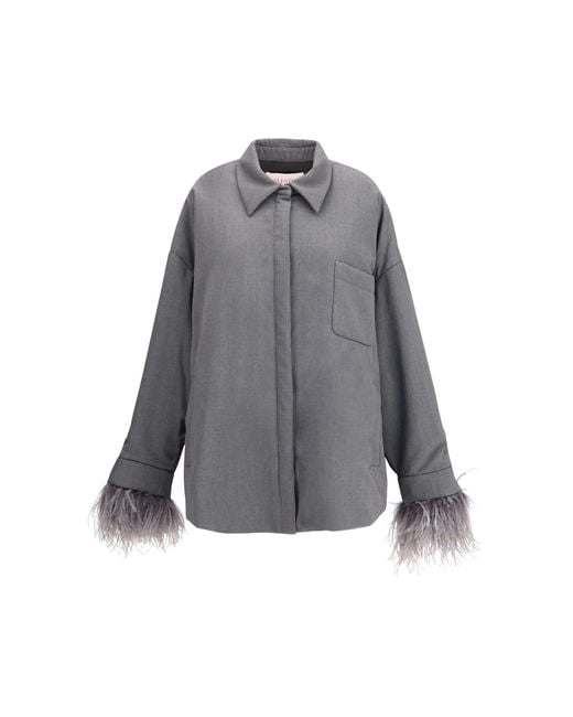 Valentino Gray Feather Jacket