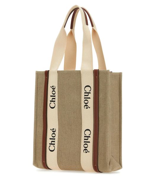 Chloé Multicolor Fabric Woody Shopping Bag in Natural | Lyst