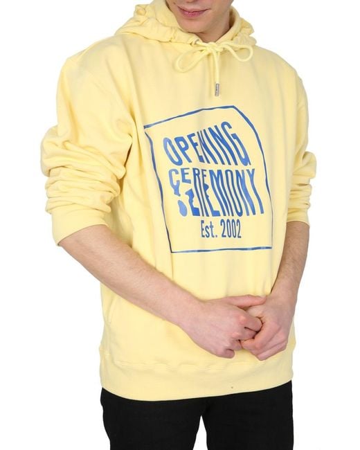 Opening Ceremony Yellow Hoodie Cotton Sweatshirts for men