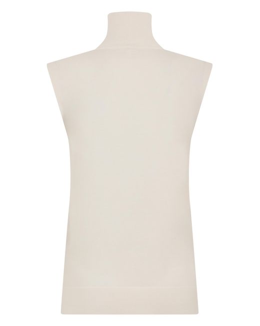 Totême  White Sleeveless High-Collar Sweater Wool