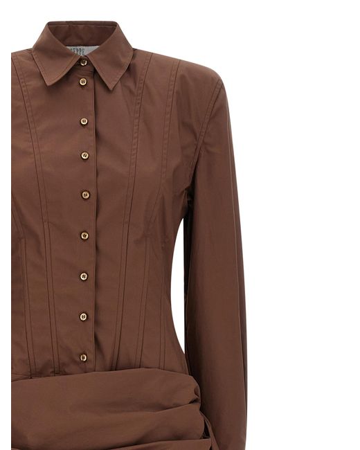 GIUSEPPE DI MORABITO Brown Chemisier Dress Cotton
