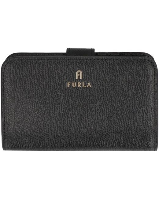 Furla Black Leather Wallet Camelia & Purses
