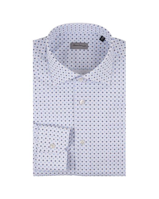 Sartorio Napoli Blue Shirt With Micro Floral Pattern for men