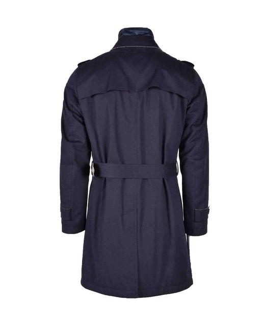 Herno Blue Trench Coat for Men | Lyst