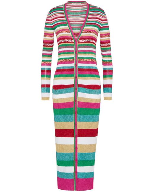 Valentino White Stripes Lurex Cardigan Clothing