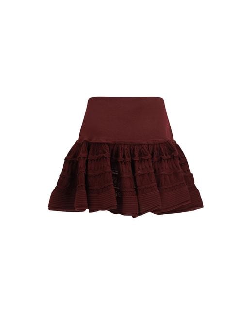 Alaïa Red Mini Skirt Crinoline Ruffle Wool (Ovis Aries)