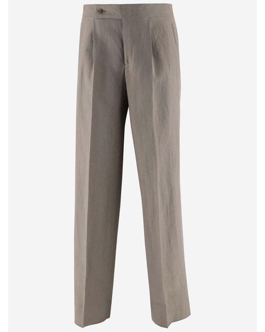 Giorgio Armani Gray Linen Tailored Pants for men