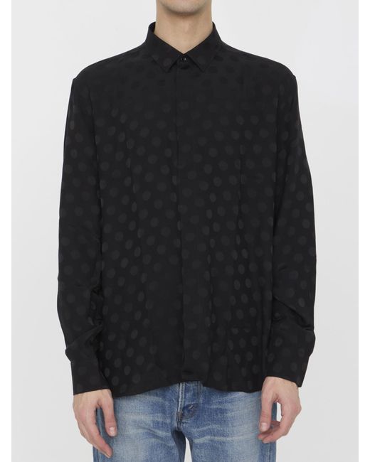 Saint Laurent Black Polka-dot Silk Shirt for men