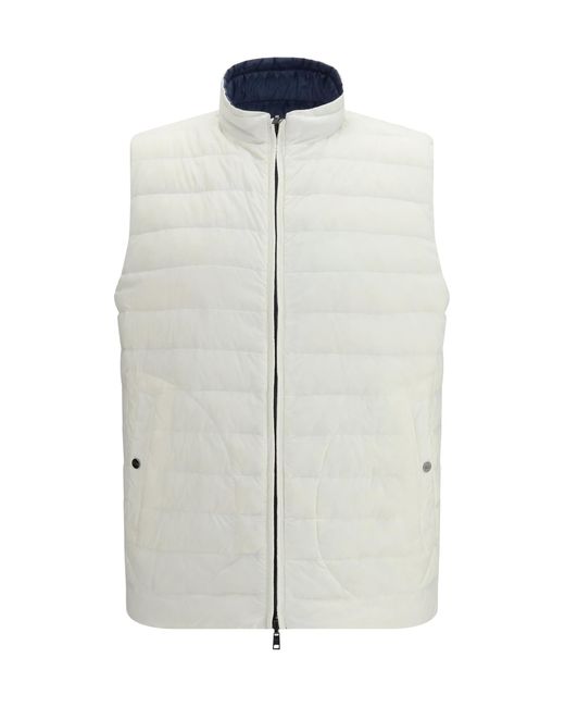 Herno Blue Reversible Gilet Polyamide Down Jackets for men