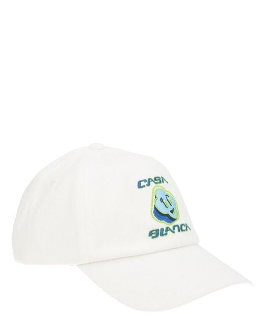 Casablanca White Baseball Hat With Logo Cotton for men