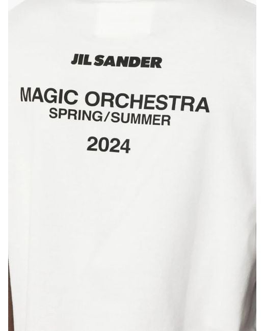 Jil Sander White Seasonal Graphic Print "Magic Orchestra" T-Shirt for men