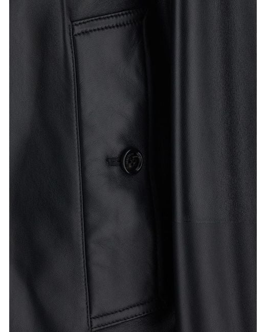 Burberry Black Jacket Mayfair Leather Lamb Coat