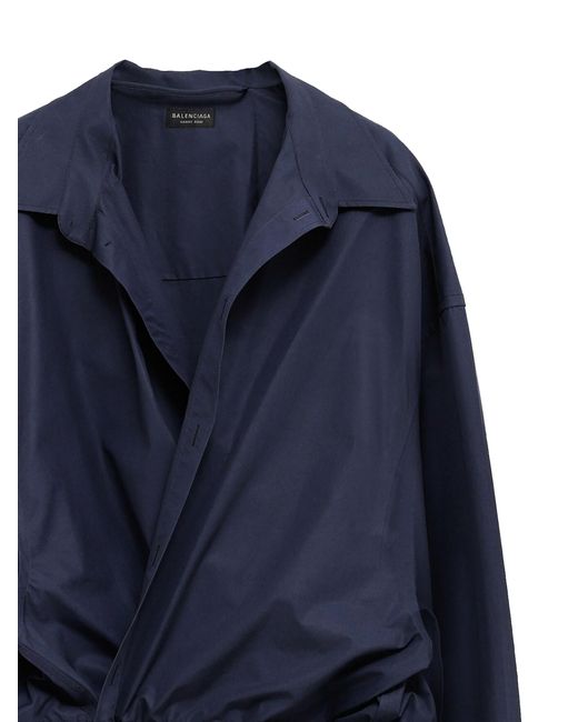 Balenciaga Blue Mini Shirt Style Dress